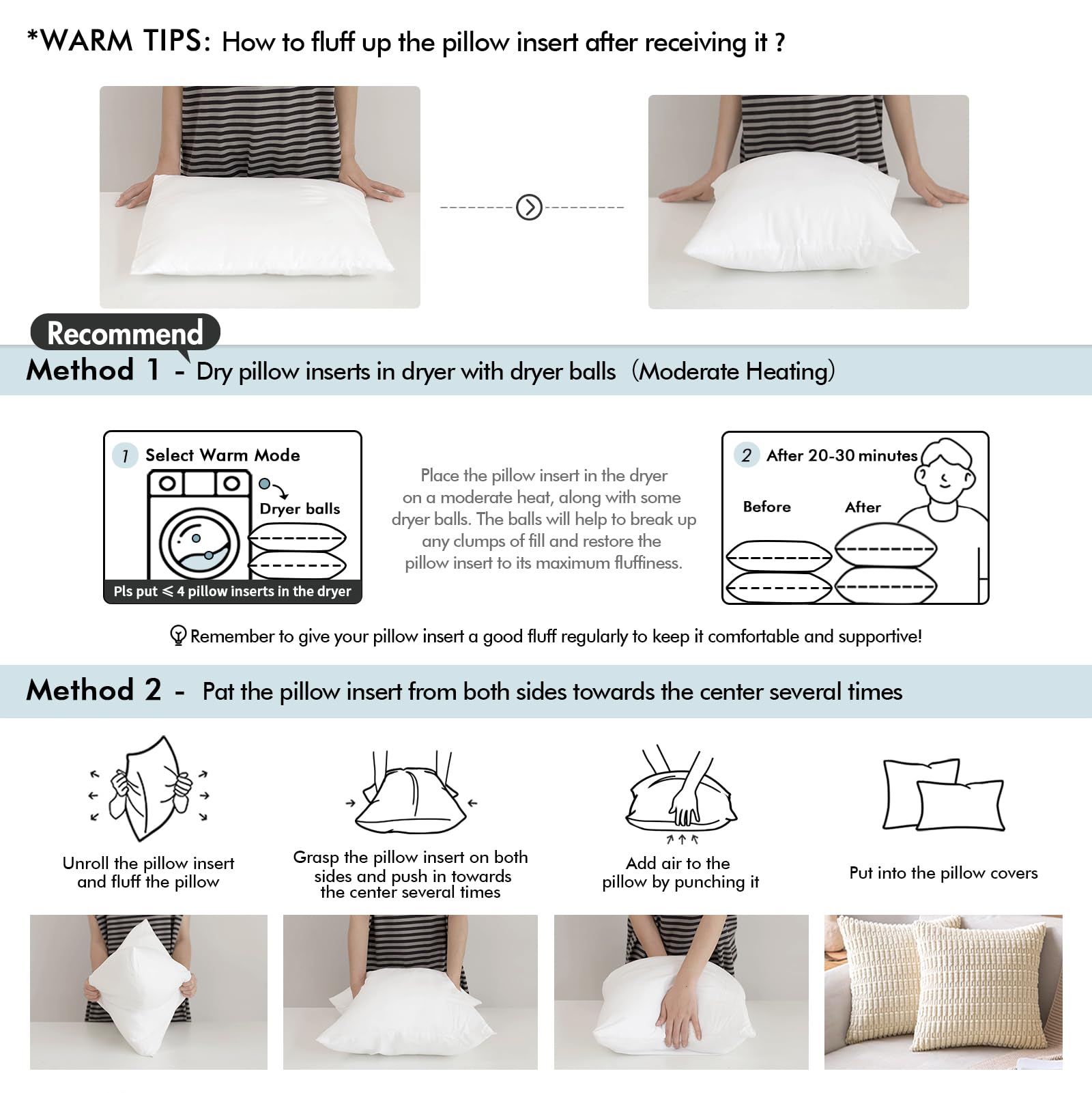 Miulee 16X16 Inches Pillow Inserts Pack Of 2, Decorative Throw Pillow Inserts For Couch