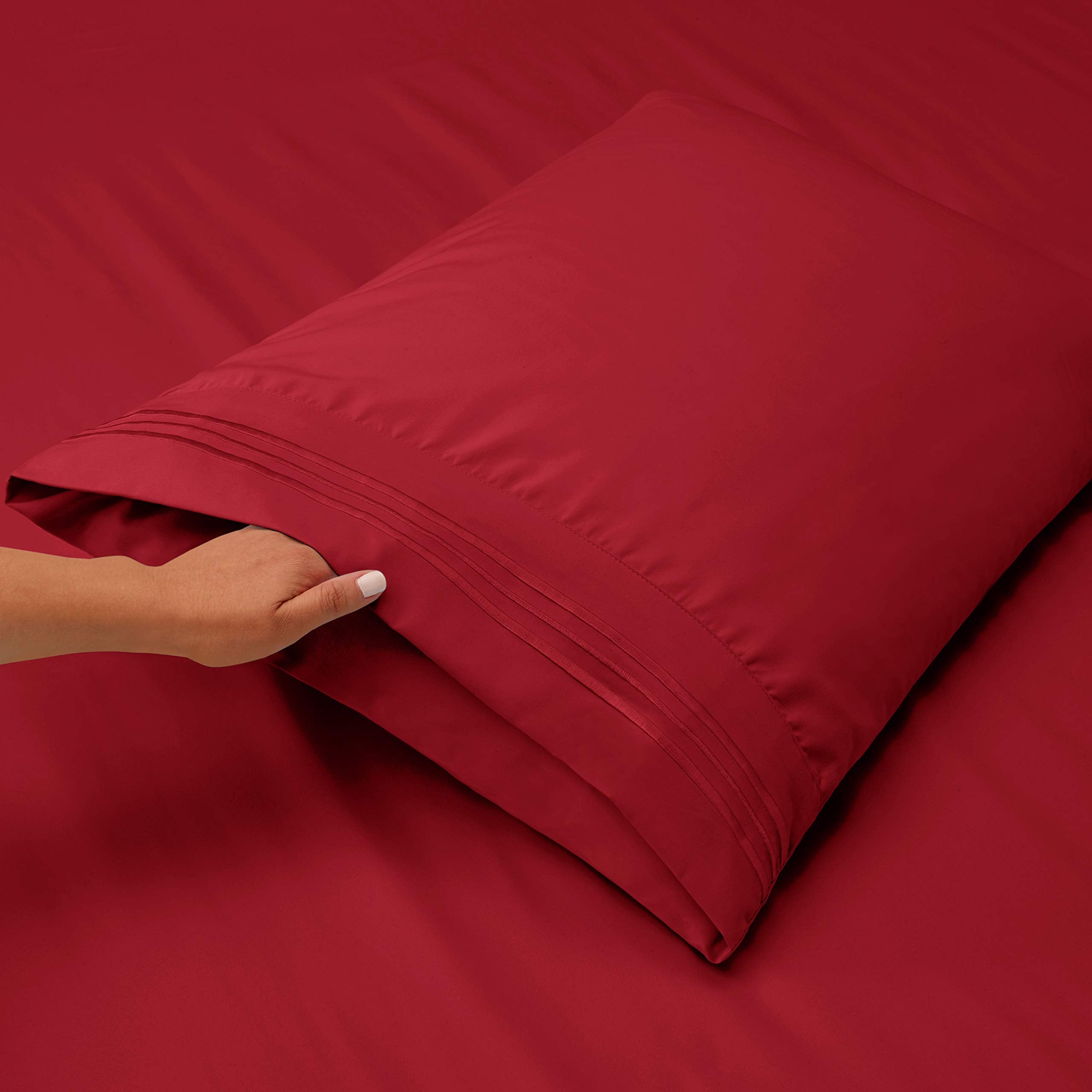 Clara Clark King Sheets, 6 Piece Set - Hotel Luxury Sheets For King Size Bed, Super Soft Bedding Sheets & Pillowcases, King Size Sheets, Burgundy Red