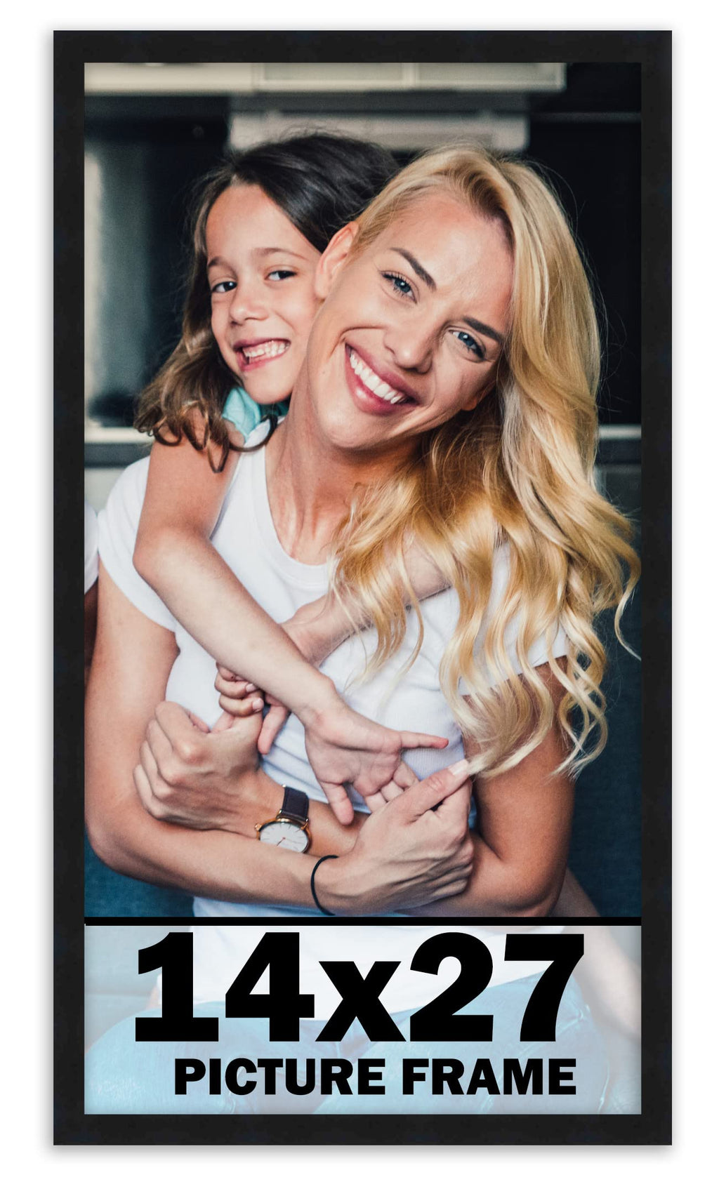 14x27 Frame Black Picture Frame - Complete Modern Photo Frame Includes UV Acrylic Shatter Guard Front, Acid Free Foam Backing Bo