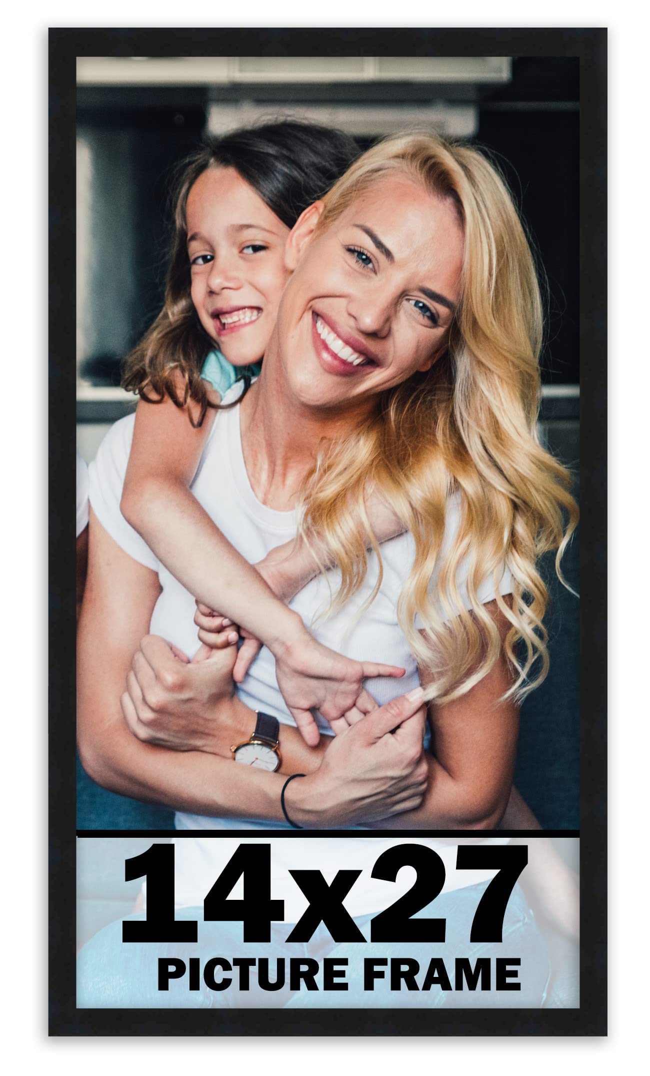 14x27 Frame Black Picture Frame - Complete Modern Photo Frame Includes UV Acrylic Shatter Guard Front, Acid Free Foam Backing Bo