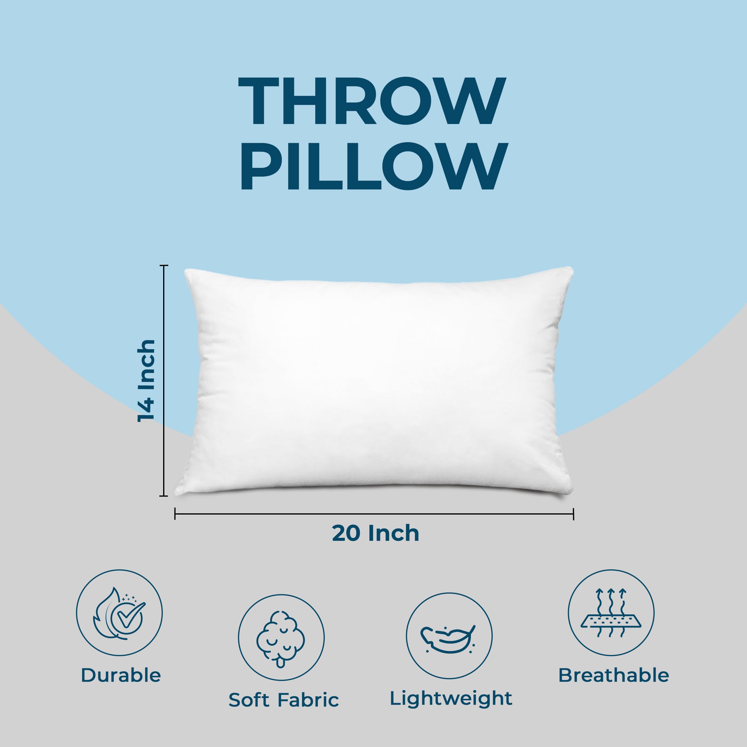 Utopia Bedding Throw Pillows (Set Of 4, White), 14 X 20 Inches Pillows For Sofa, Bed And Couch Decorative Stuffer Pillows
