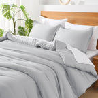 Andency Light Grey Comforter King Size - 7 Pieces Gray Bed In A Bag King Bedding Comforter Sets, Summer Plain Soft Lightweight Comforter With Fitted Sheets, Flat Sheets, Pillowcases & Shams