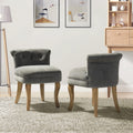 Hulala Home Velvet Vanity Chairs With Low Back, Modern Small Vanity Stool With Solid Wood Legs, Upholstered Tufted Makeup Chair