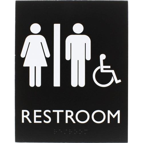 1 Each - 6.4' Width X 0.8' Height - Easy Readability, Braille - Black-2664-Office Supplies
