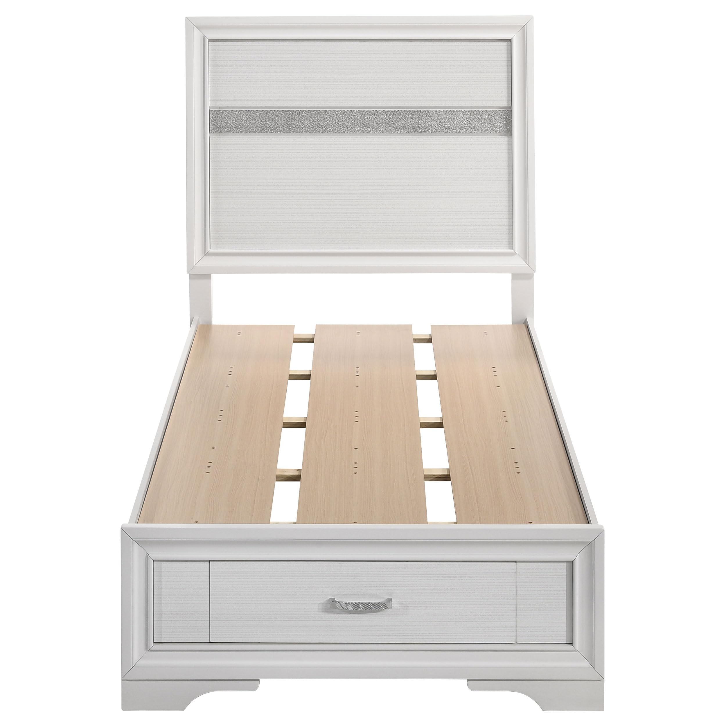 Coaster Home Furnishings Miranda Contemporary Wood Twin Size Storage Panel Bed Frame 50-inch Headboard White 205111T