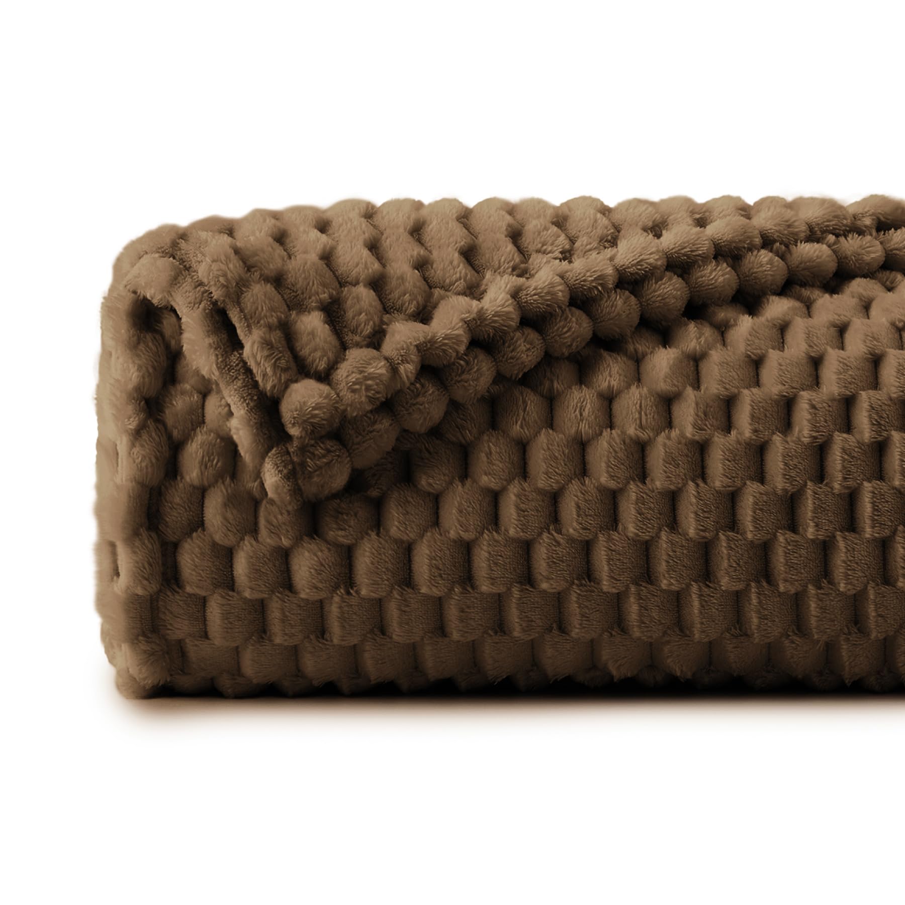Bedelite Fleece Blanket - 3D Jacquard Decorative Brown Throw Blankets For Couch & Bed, Soft And Cozy Warm Plush Fluffy Blanket A