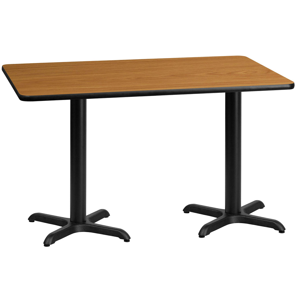 Flash Furniture Graniss 30'' x 60'' Rectangular Natural Laminate Table Top with 22'' x 22'' Table Height Bases