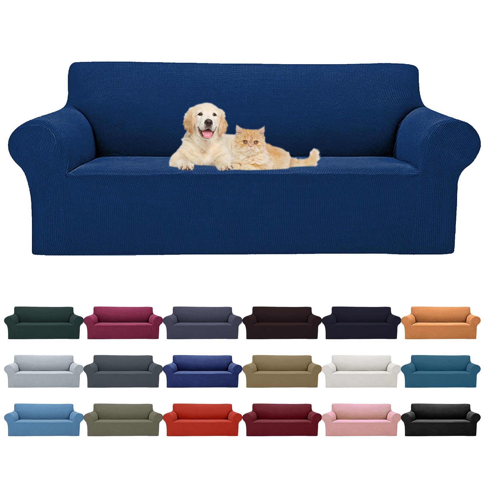 2025 New Stretch Oversized Sofa Slipcovers Couch Sofa Cover For 4 Seater Furniture Protector Covers With Elastic Bottom Jacquard Fabric Small Checks For Pets, Kids - Classic Blue