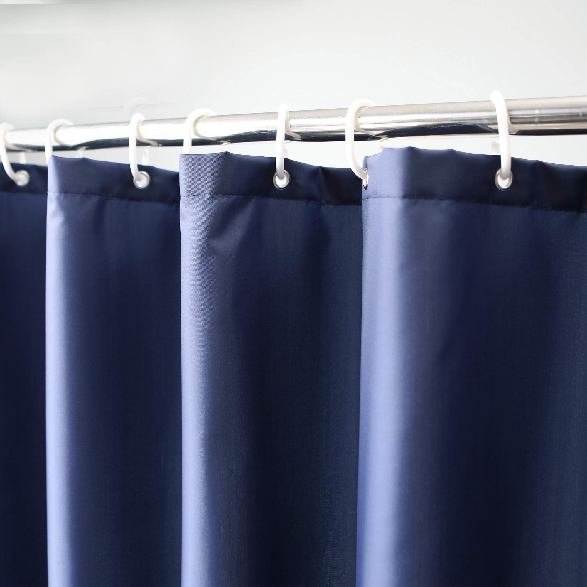 Aoohome Standard 72X72 Inch Shower Curtain Liner, Durable Polyester Solid Color Shower Curtain With Hooks, Weighted Hem, Waterpr