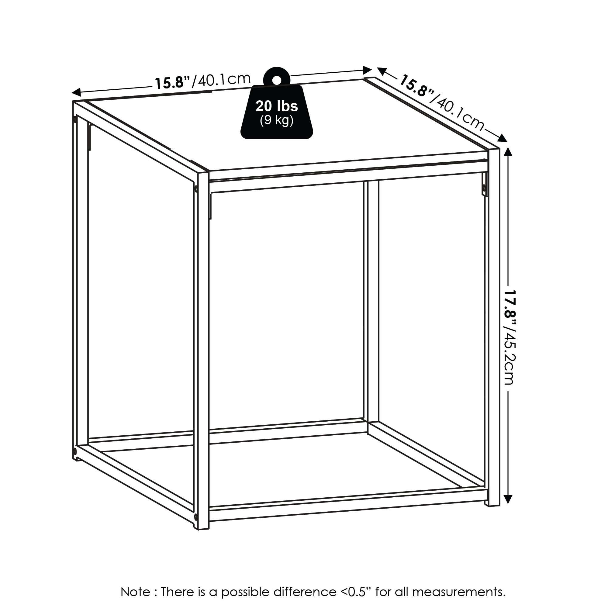 Furinno Camnus Modern Living End Table, Solid White/White