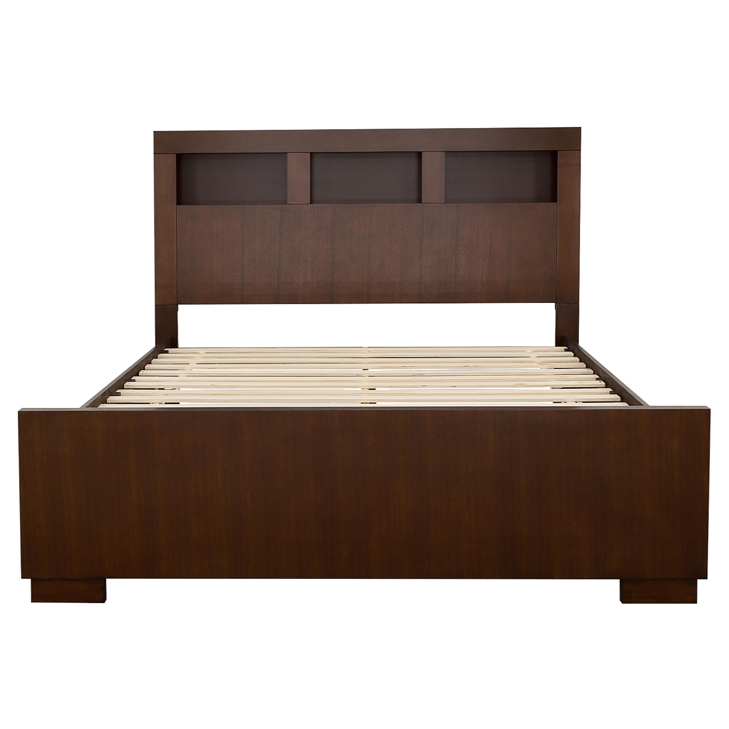 Coaster Home Furnishings Jessica Contemporary 5-Piece Bedroom Set Eastern King Size LED Storage Bookcase Bed Frame 47-inch Headboard Cappuccino 200719KE-S5