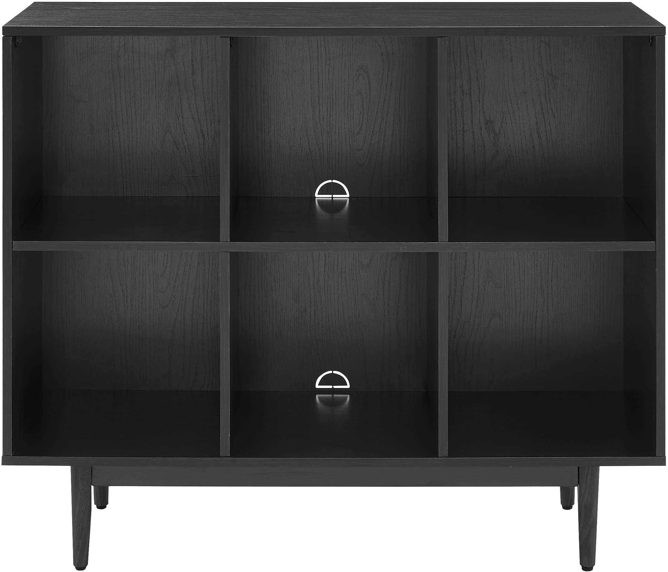 Crosley Furniture Liam Record Storage Cube Bookcase with 6 Cubes, Vinyl Record Holder and Bookshelf, Black