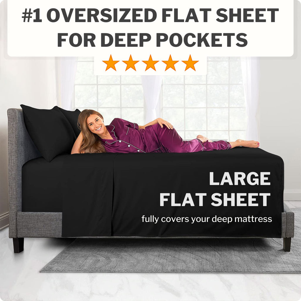 Deep Pocket King Size Sheets - 21    Extra Deep Pocket King Size Sheets - [4 Piece Set] King Bed Sheets Oversize Flat Sheet, Fit