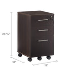 Mayline Mnbbfldc Medina 3-Drawer Lockable Mobile File Cabinet, 26.75"H, Mocha Laminate
