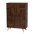 Baxton Studio Graceland Mid-Century Modern Transitional Walnut Brown Finished Wood Shoe Cabinet