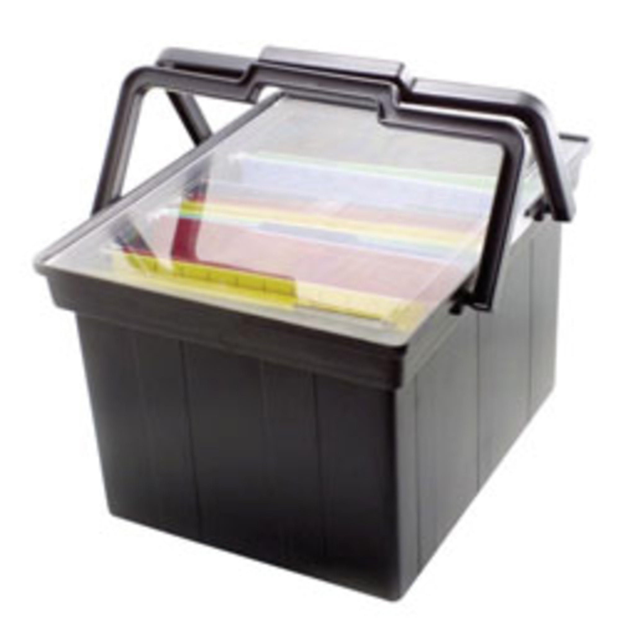 Advantus Portable Plastic File Box, 17" x 14" x 11", Black, Model TLF-2B, Includes Lid and Handles