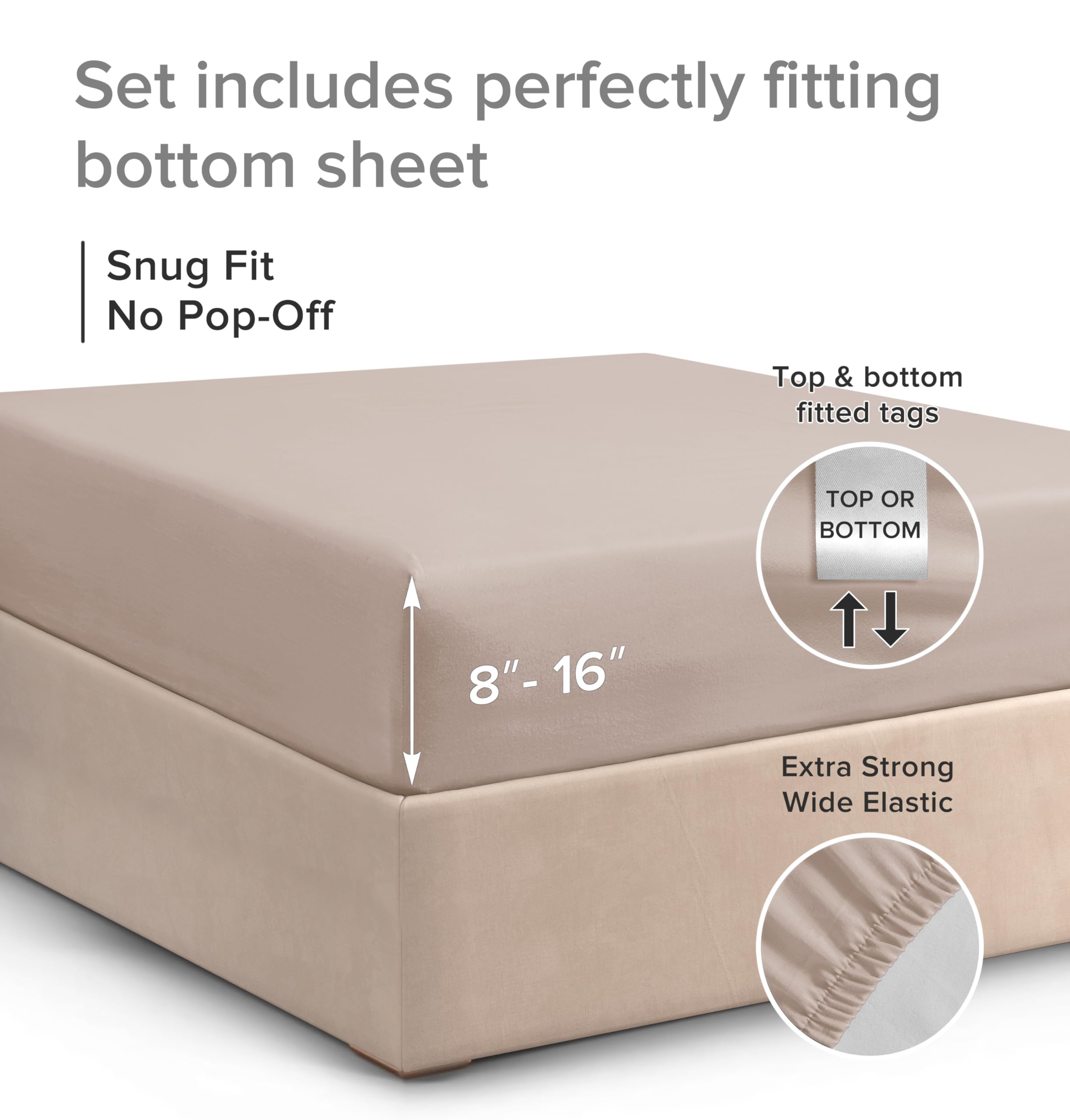 Twin Xl Size Fitted Bed Sheet - Hotel Luxury Single Fitted Bottom Sheet Only - Fits Mattress Between 8 To 16 Inches - Deep Pockets, Extra Soft And Wrinkle Free - Easy-Fit, Breathable & Cooling - Wheat