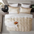 Nestl Beige Cream Duvet Cover Queen Size - Soft Prewashed Queen Duvet Cover Set, 3 Piece, With Zipper Closure, 1 Duvet Cover 90X90 Inches And 2 Pillow Shams - No Comforter