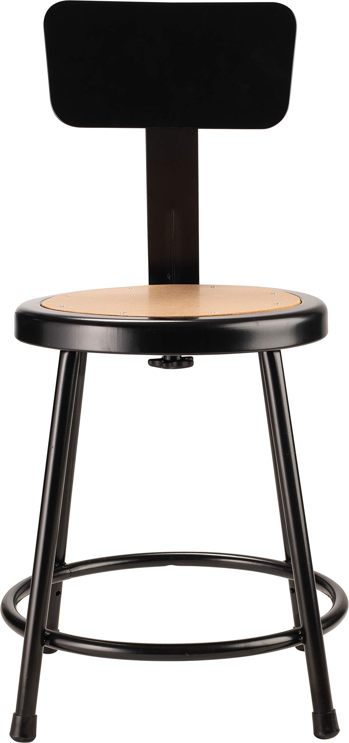 National Public Seating 6218B-10-CN 18" Heavy Duty Steel Stool with Backrest (5 Pack), Black