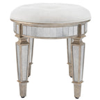 HomeRoots Silver Birch Wood Solids; MDF, Glass Modern Mirrored Vanity Stool