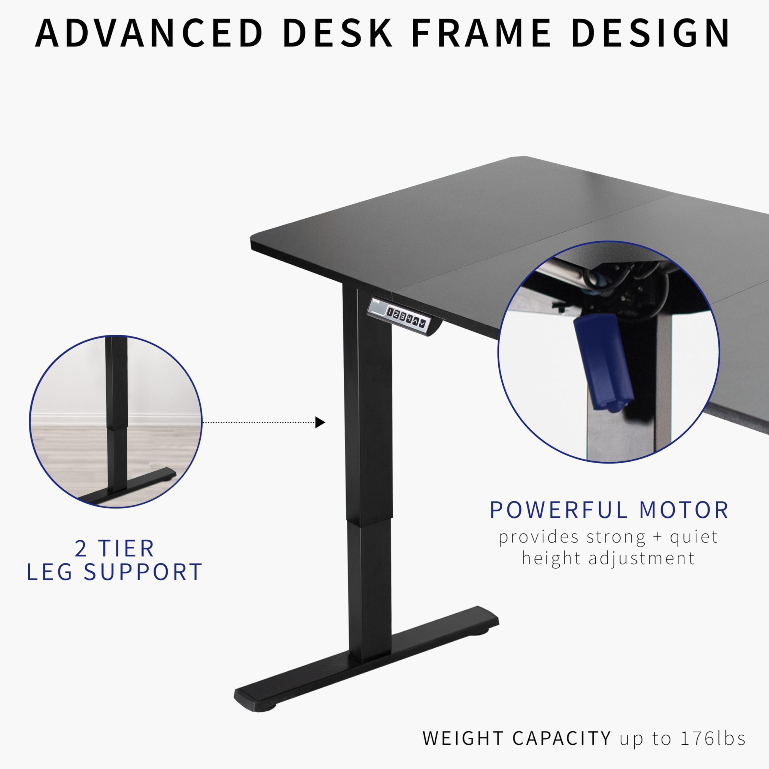 Vivo Electric 60 X 30 Inch Standing Desk Workstation, Memory Controller Height Adjustment, 1B Series, White Top Gray Frame, Desk-Kit-1G6W-30