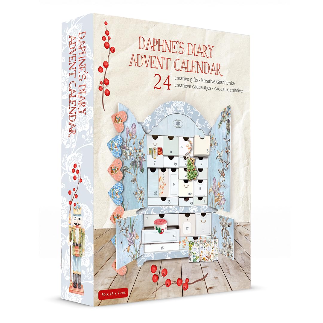Daphne's Diary Reusable Advent Calendar | Cupboard Shape with 24 Drawers | Sustainable, Plastic-Free, Blue | Model DDADVENTS23