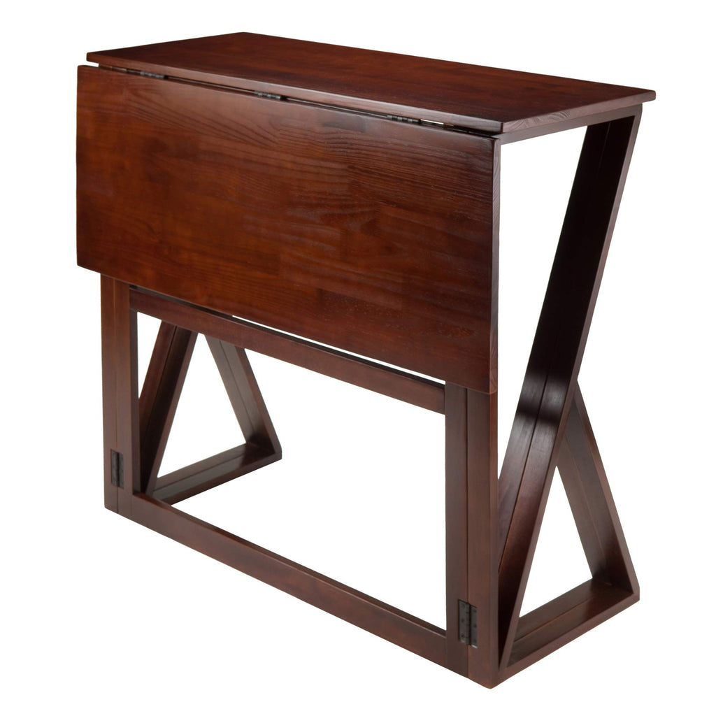 Winsome 3-Piece Harrington Drop Leaf High Table with 2 Cushion Saddle Seat Stools, 24-Inch, Brown