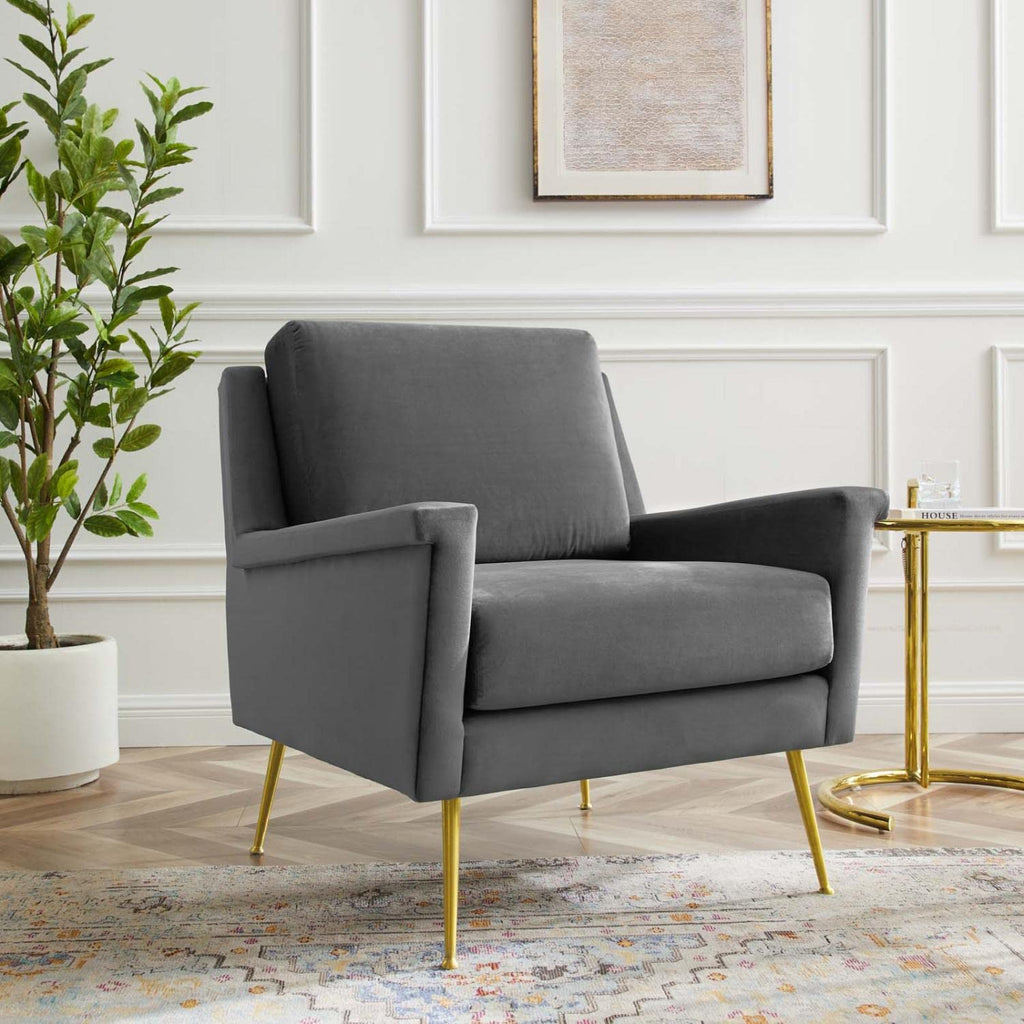 Modway Chesapeake Performance Velvet, Armchair, Gold Gray