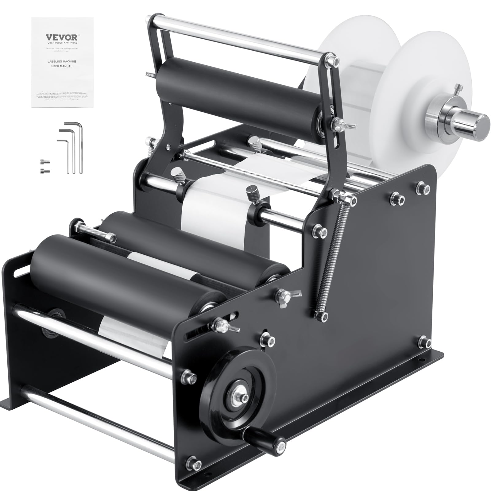 VEVOR Manual Round Labeling Machine, 15-20pcs/min, Bottle Label Applicator for Round Bottles, Adjustable Manual Round Bottle Lab