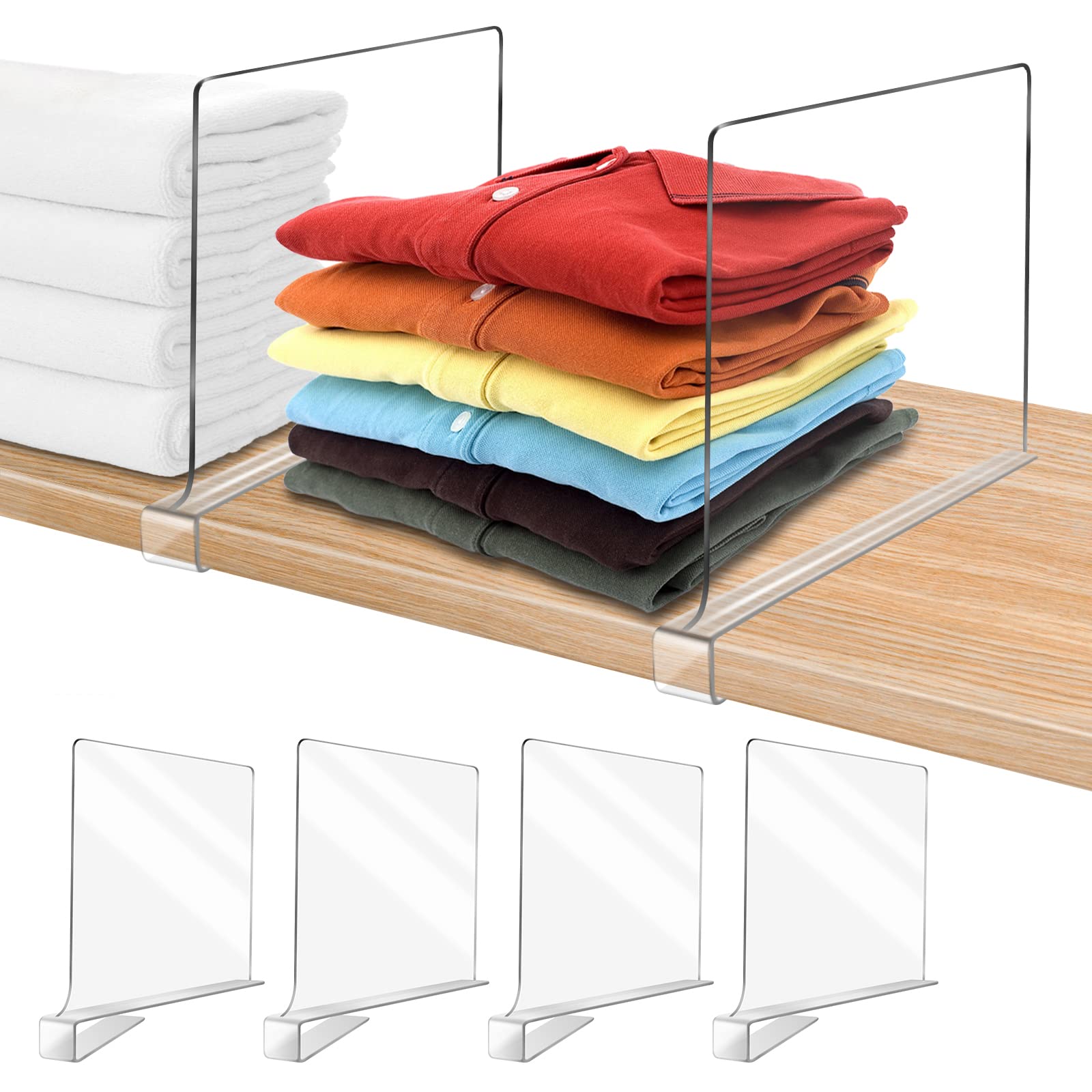 Omgelic Acrylic Shelf Dividers For Closet Organization 4Pcs Closet Shelf Divider Closet Dividers For Shelves Shelf Organizer For