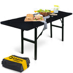 Linpro 5Pk Plastic Table Cloths Disposable For Parties 6Ft Picnic Table Covers With Elastic Fitted Camping Tablecloth Elastic Table Cover Rectangle Black Tablecloth Waterproof Outdoor & Folding Tables