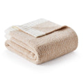 Snuggle Sac Heather Beige Throw Blankets Luxurious Microfiber Fabric, Reversible Super Soft Throws Warm Cozy Knit Fuzzy Plush Th