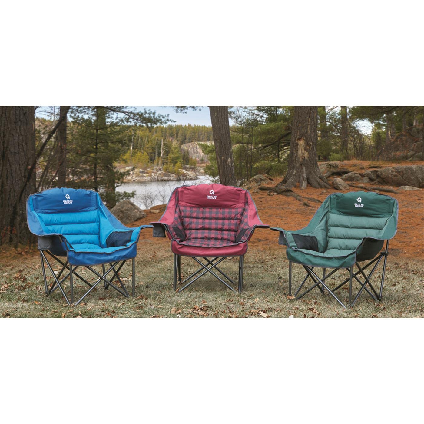 Guide Gear Oversized Camping Chair XL - Heavy-Duty 400 lb Capacity, Portable Folding Lounge, Red Plaid