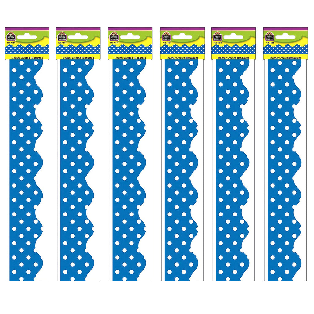 Teacher Created Resources Blue Mini Polka Dots Border Trim, 35 Feet Per Pack, 6 Packs