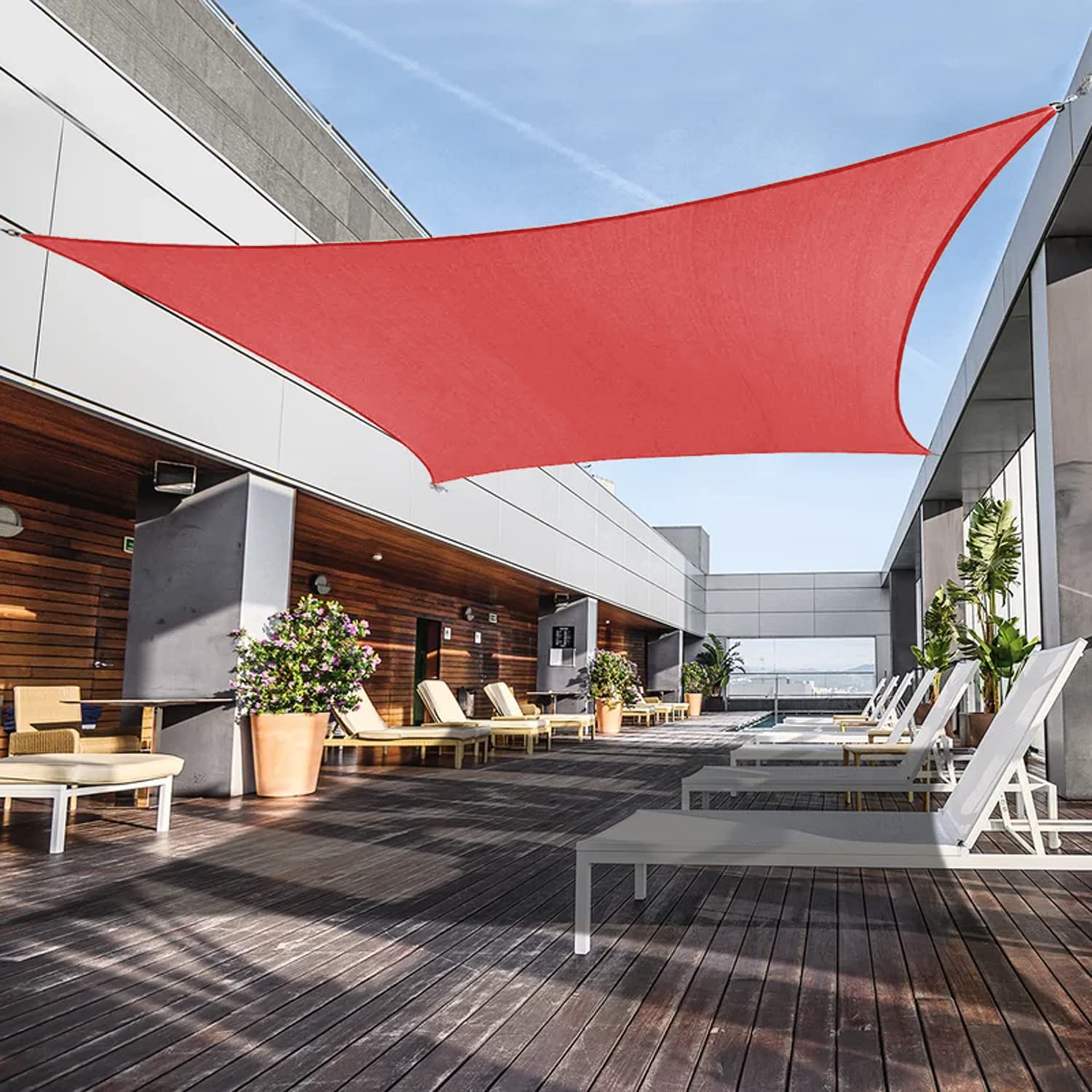 Awnpro 19' X 20' Shade Sails 180Gsm Rectangular Shade Sails Sun Rays Blocking Patio Garden Outdoor Facilities Red