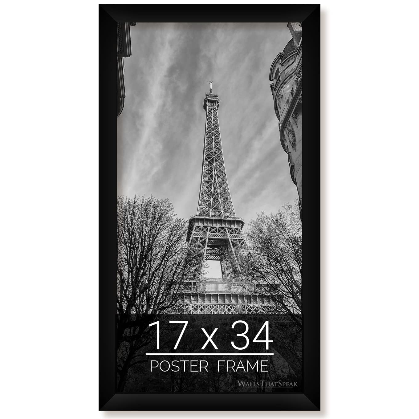 wallsthatspeak 17x34 Black Picture Frame for Puzzles Posters Photos or Artwork