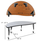 Flash Furniture Emmy Mobile 86" Oval Wave Flexible Laminate Activity Table Set with 12" Student Stack Chairs, Grey/Black