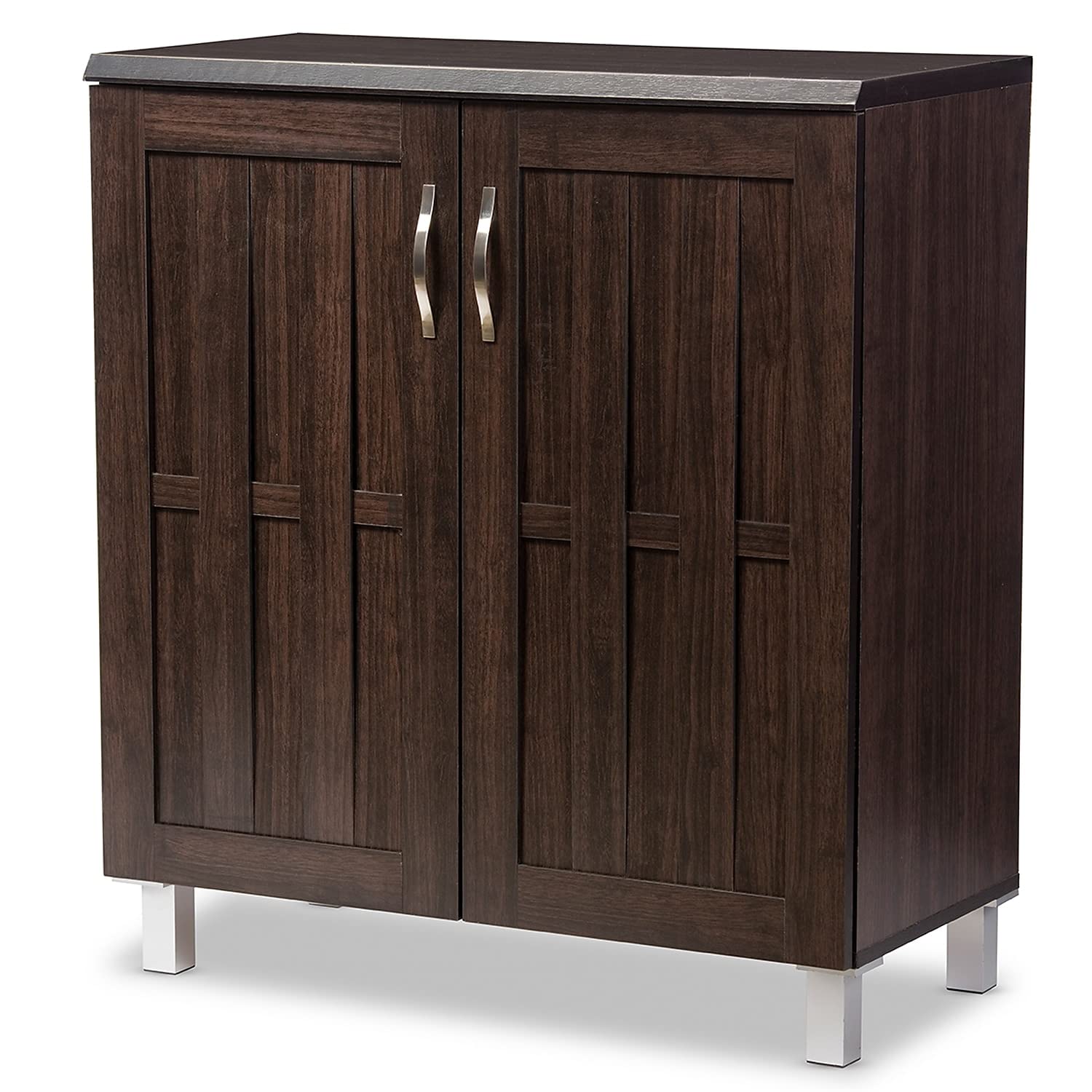 Baxton Studio Excel 35.1-inch High 2-Shelf Storage Cabinet, Dark Brown (119-6498-HiT)