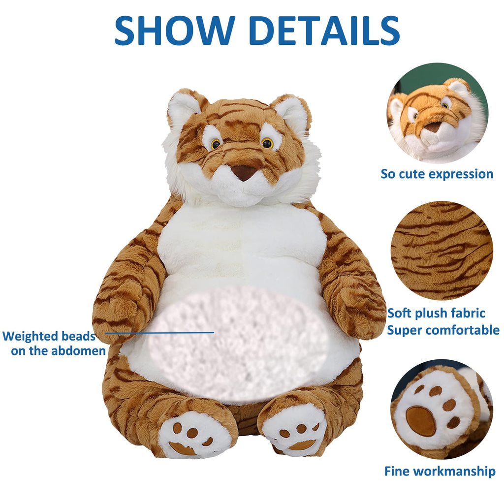 ronivia Tiger Weighted Plush Toy, 17" 3.5 lbs Orange Tiger Stuffed Animal for Kids, Model ronivia7893