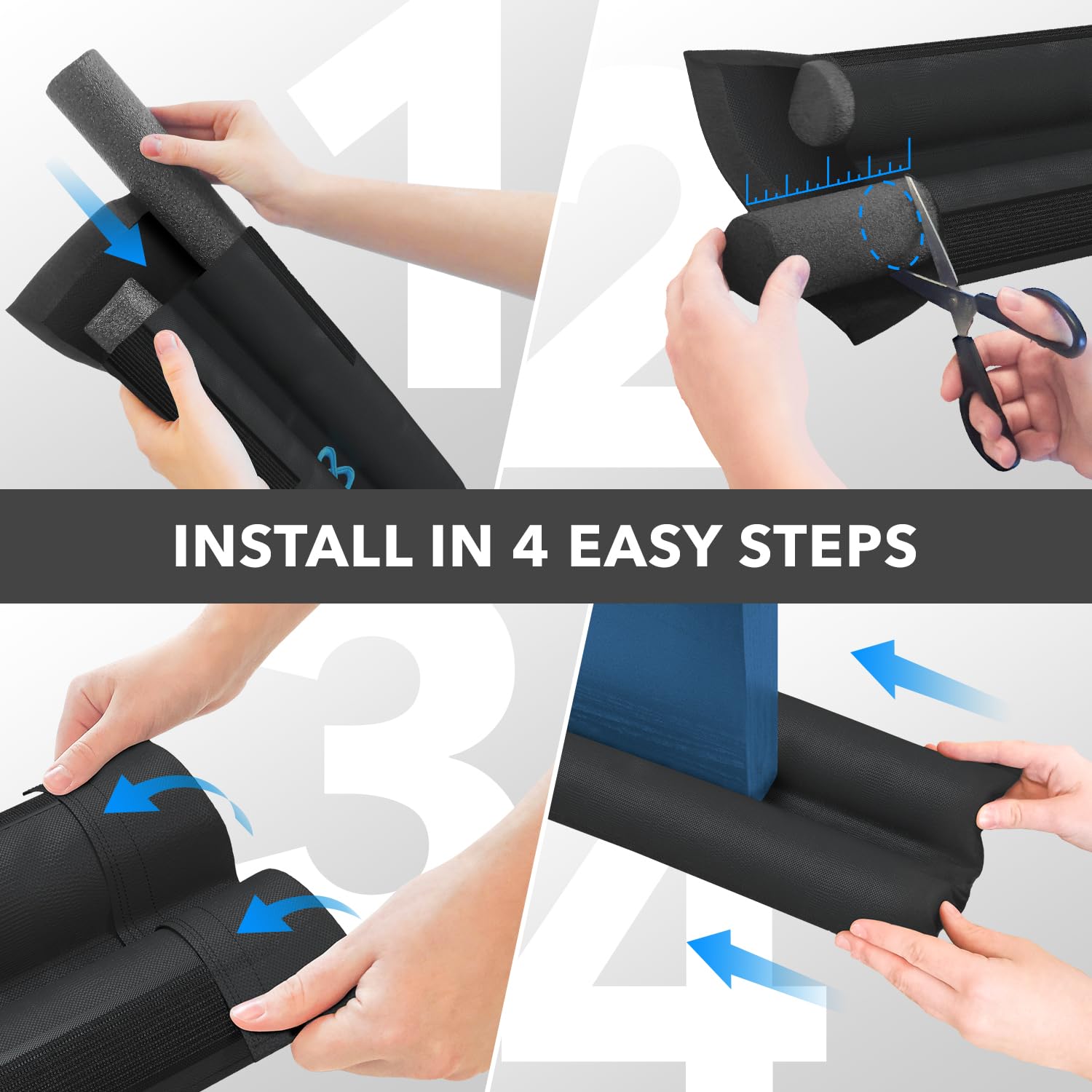 Everlasting Comfort Under Door Draft Stopper, Easy Install, Fits 30-36” Doors, Noise & Air Draft Reducer, Black, 1 Pack