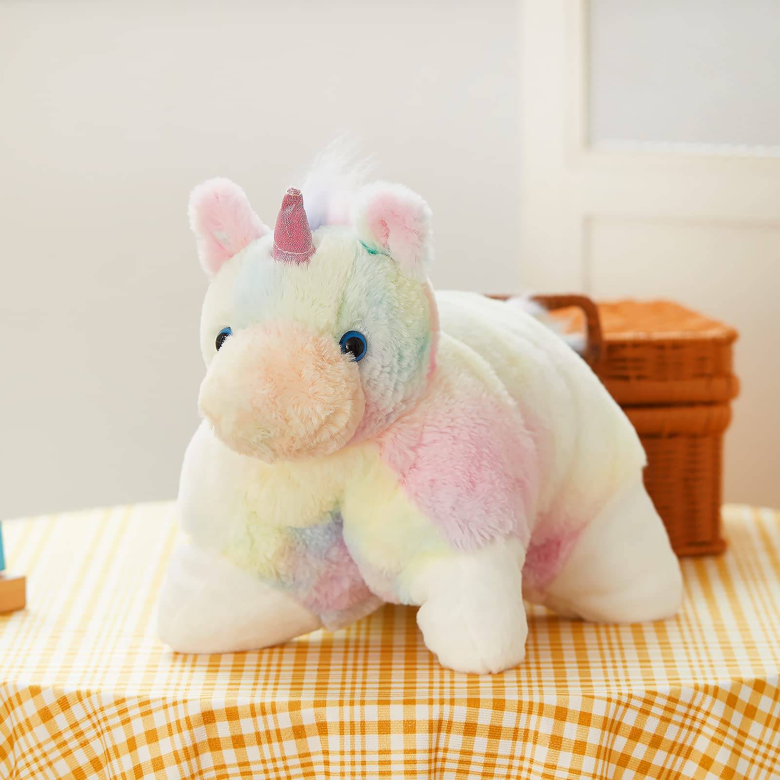 Glow Guards 16' Light Up Musical Rainbow Unicorn Plush Pillow,Led Singing Soft Colorful Unicorn Stuffed Animal,Sofa Decors Birt