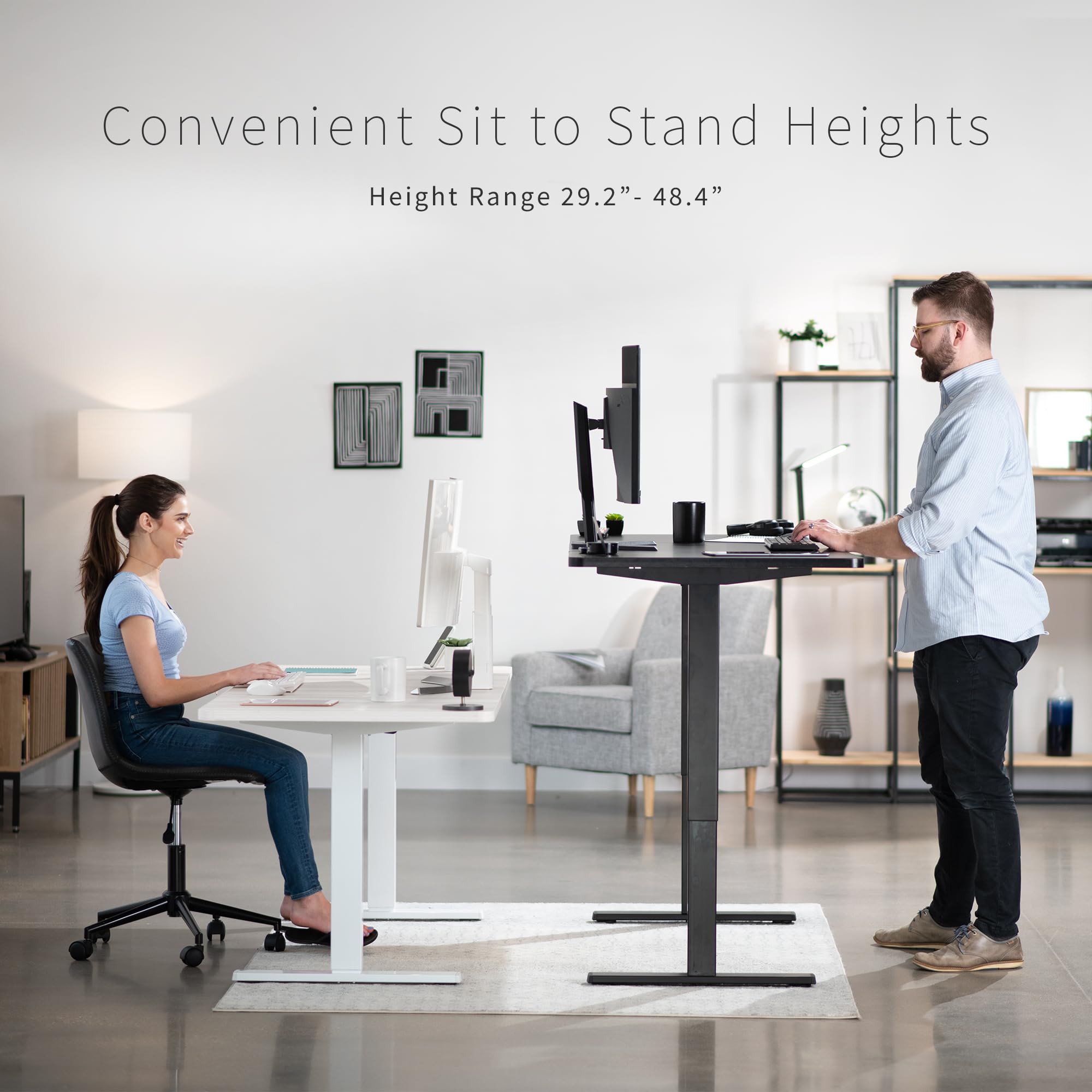 Vivo Electric 60 X 30 Inch Standing Desk Workstation, Memory Controller Height Adjustment, 1B Series, White Top White Frame, Desk-Kit-1W6W-30