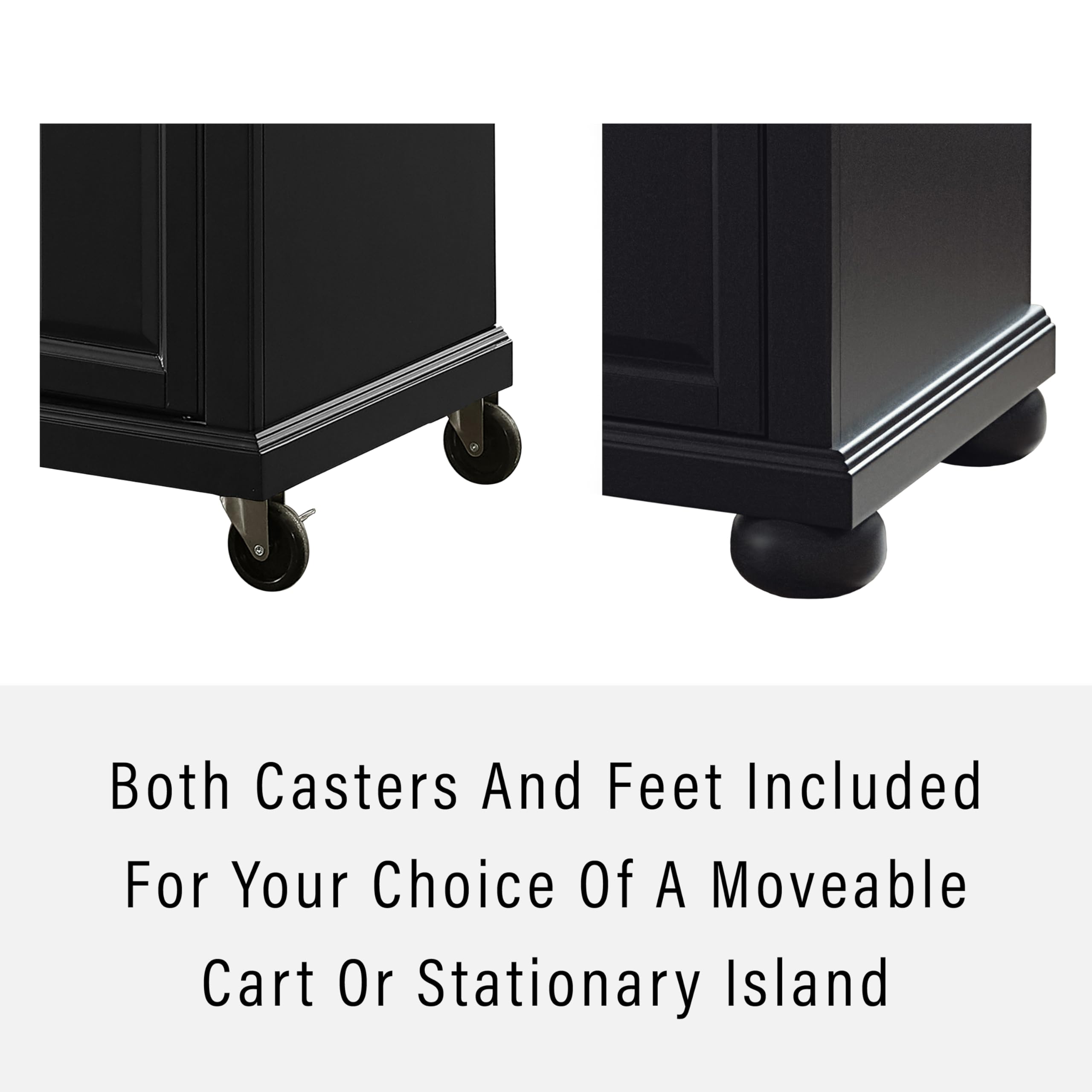 Crosley Furniture Alexandria Wood Top Rolling Kitchen Island Storage Cart, Microwave Stand, Spice Rack, Black
