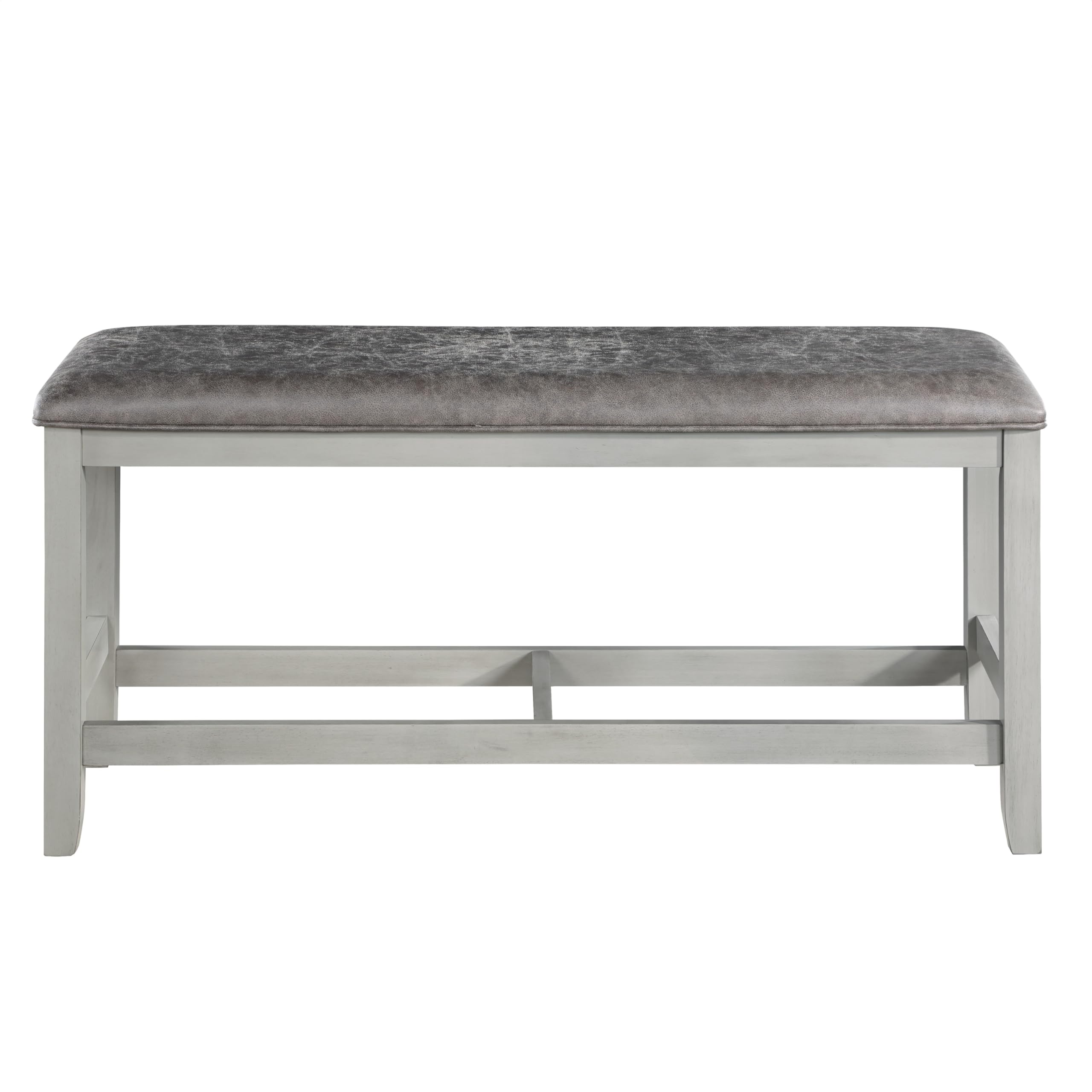 Steve Silver Furniture Hyland 6pc Dining Set, Included 60 to 80-Inch Dining Table w/ 20-Inch Leaf, 4 Vegan Leater Chairs, and Vegan Leather Bench, 60" L x 42" W x 36" H, Grey