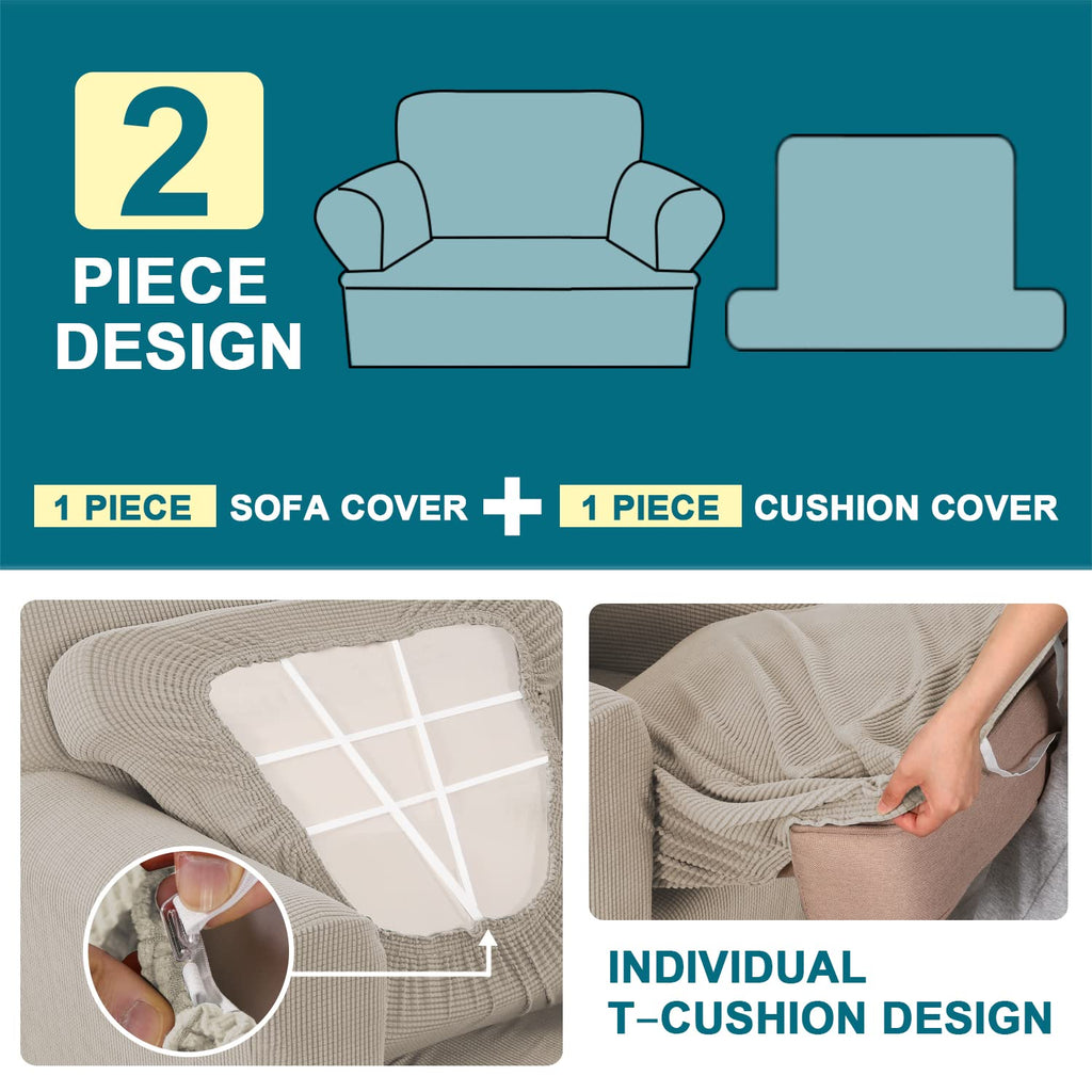 Turquoize T Cushion Chair Slipcover T Cushion Chair Covers For Living Room Stretch Sofa Couch Cover Soft Armchair Cover Furniture Covers With Individual T Cushion Seat Covers (Chair, Island Fossi)