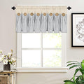Cotton Linen Farmhouse Kitchen Valance Curtains Boho Rustic Button Valances Natural And Dark Grey Stripe Color Block Window Vala