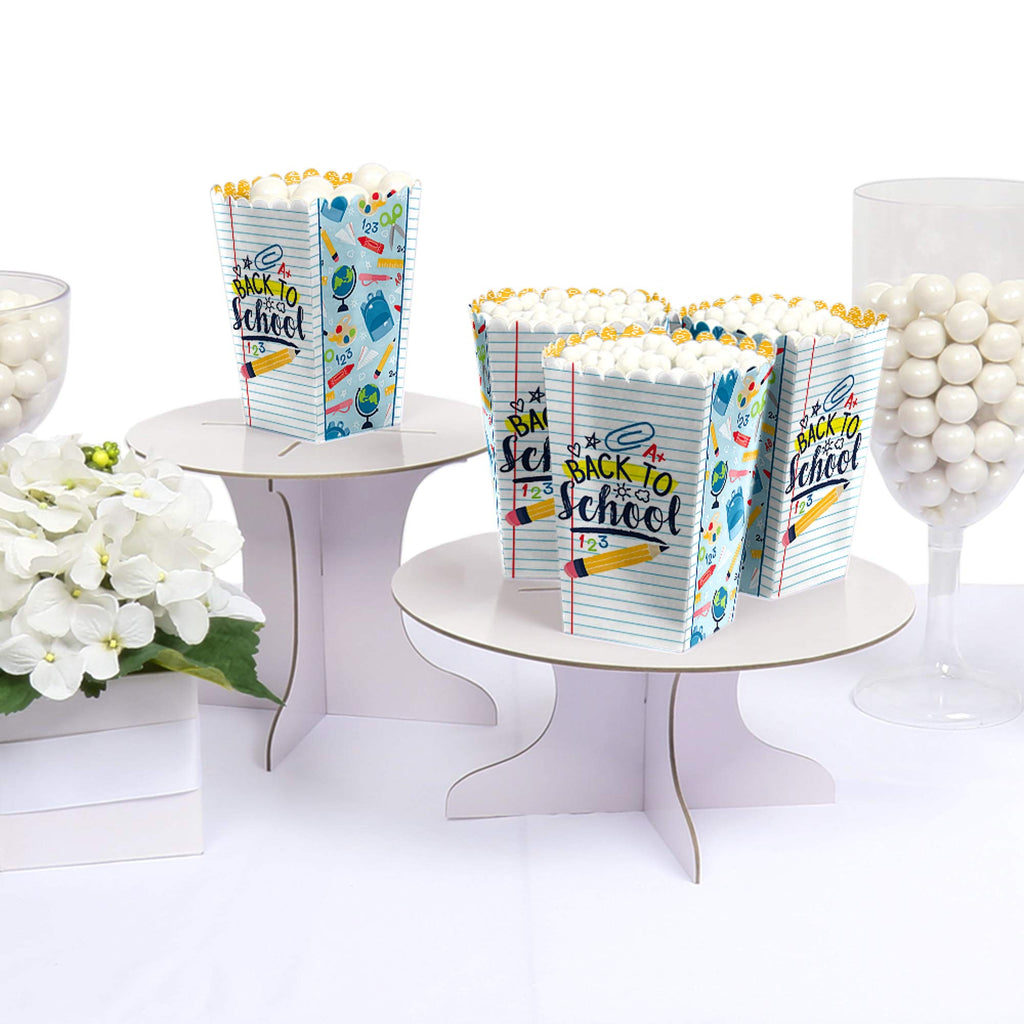 Big Dot Of Happiness Back To School - First Day Of School Classroom Decorations And Favor Popcorn Treat Boxes - Set Of 12