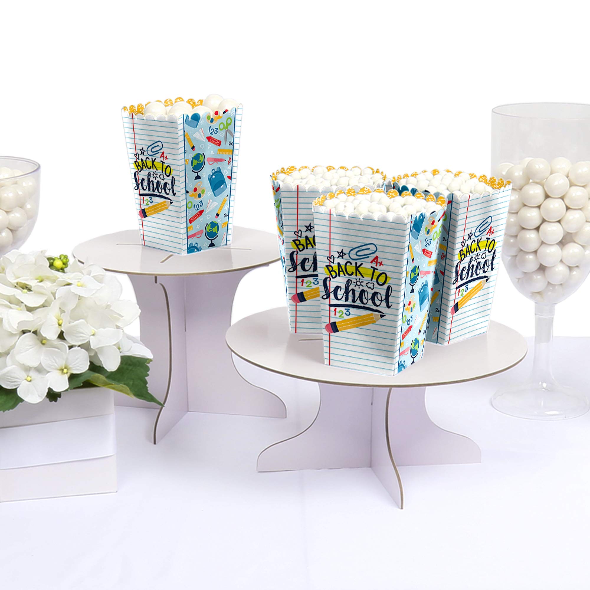 Big Dot Of Happiness Back To School - First Day Of School Classroom Decorations And Favor Popcorn Treat Boxes - Set Of 12