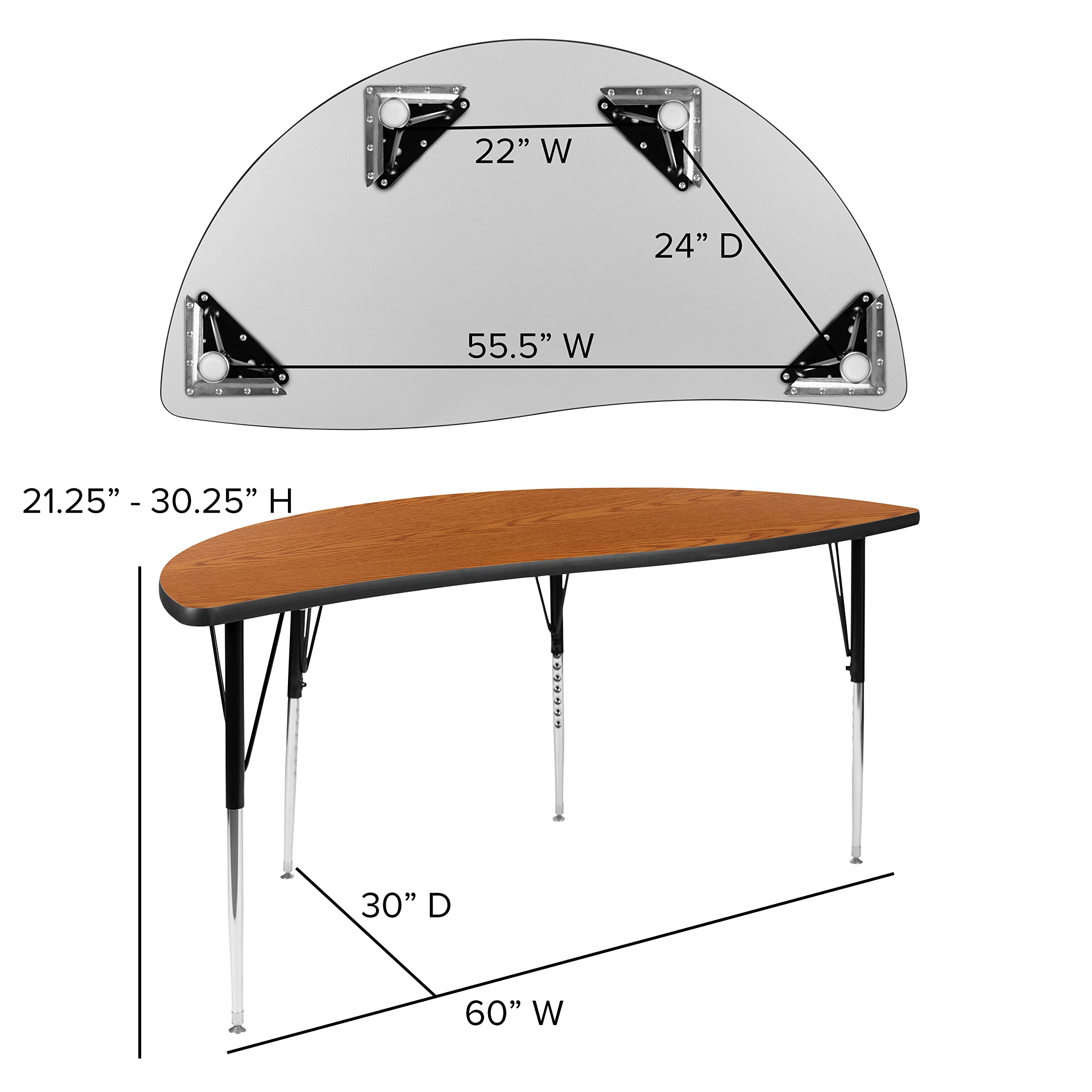 Flash Furniture Emmy 2 Piece Emmy 60" Circle Wave Flexible Oak Thermal Laminate Activity Table Set - Standard Height Adjustable Legs