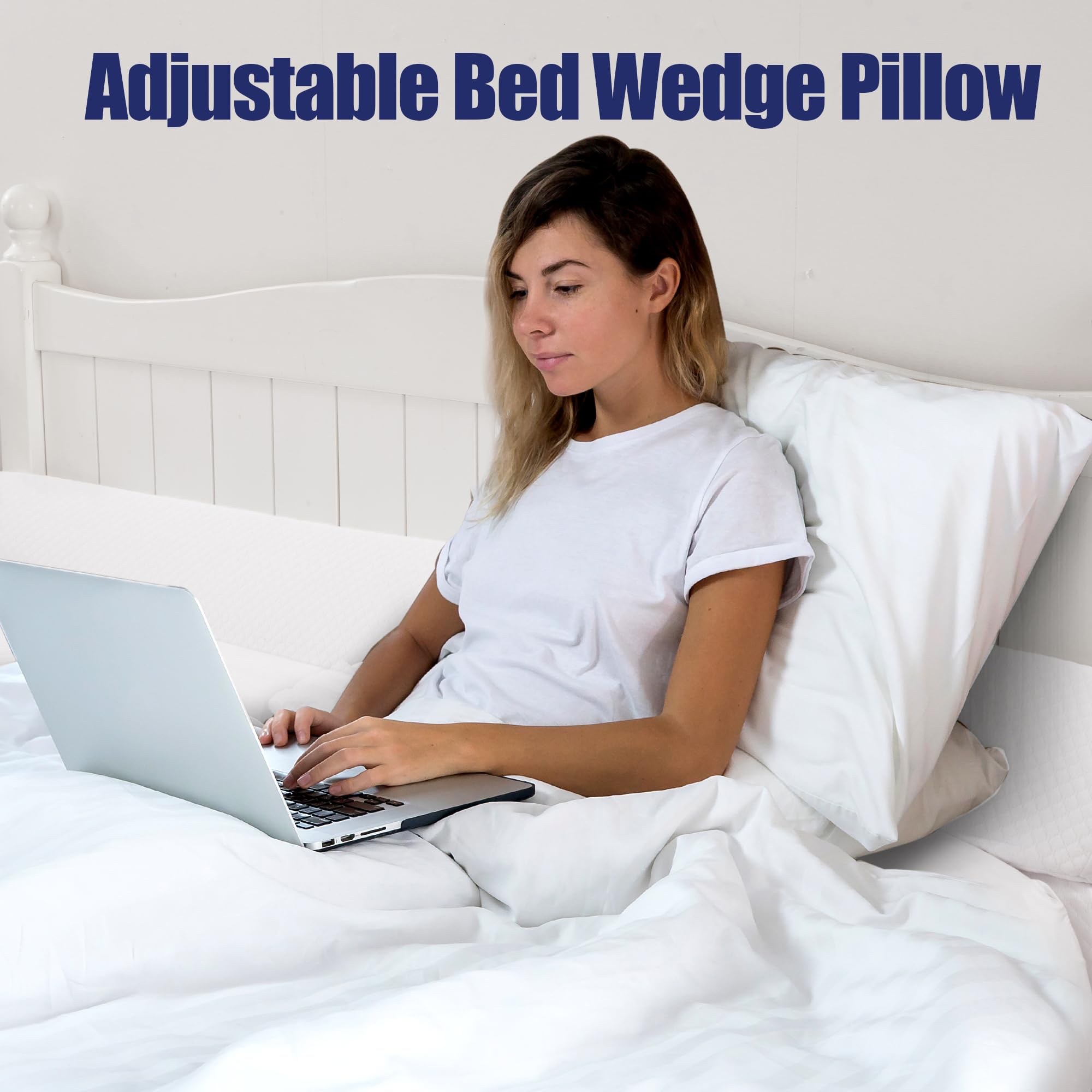 HOMBYS Wedge Pillow Headboard Gap Filler, King Size, Foldable, White, Fits 0-7" Gap Between Headboard and Mattress